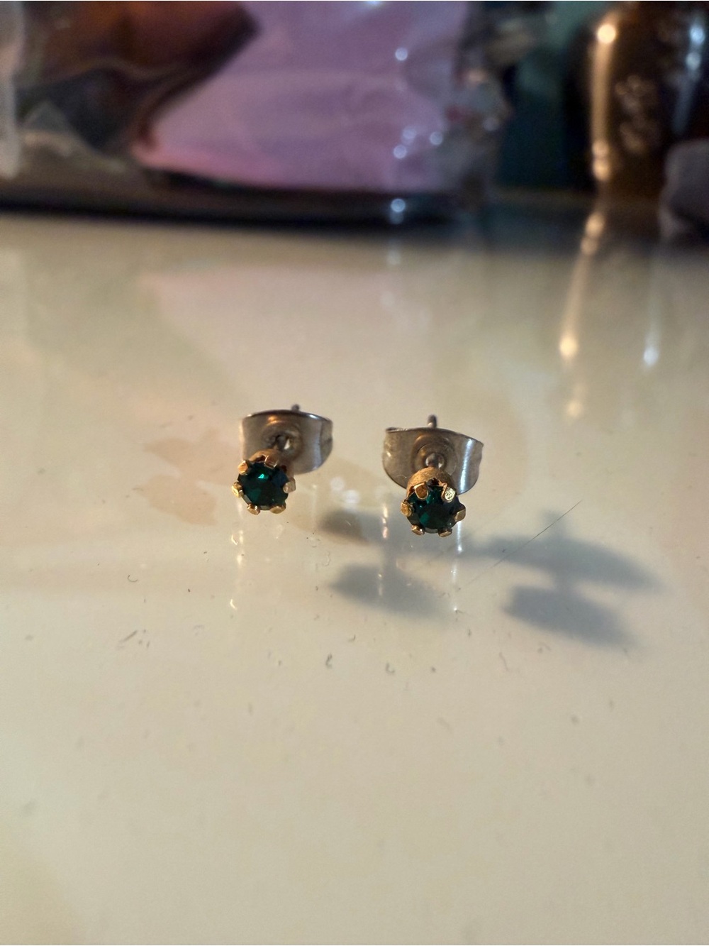 Emerald Green Crystal Stud Earrings - Classic Women's Jewelry